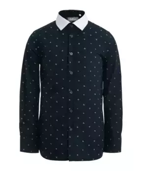 Синяя рубашка с орнаментом "Буквы" Gulliver (134)