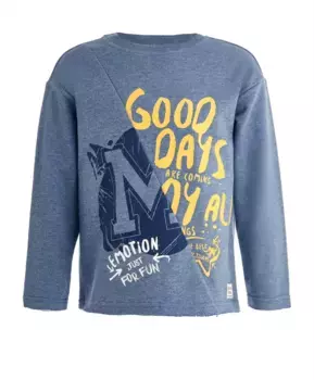 Синяя толстовка из футера Button Blue (116)