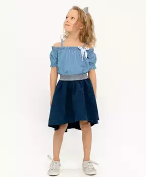 Синяя жаккардовая юбка на резинке Button Blue (152)