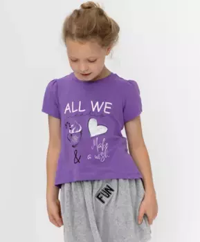 Сиреневая футболка с глиттером Button Blue (116)