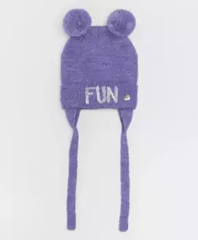 Сиреневая шапка с завязками Button Blue (50)
