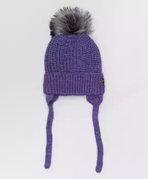Сиреневая шапка с завязками Button Blue (50)