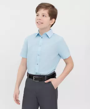 Сорочка классическая с коротким рукавом голубая Button Blue