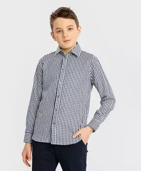 Сорочка с длинным рукавом в клетку синяя Button Blue (170)