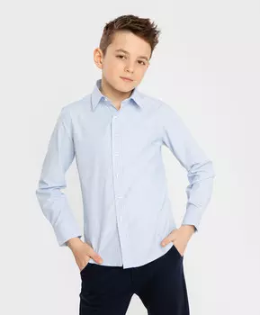 Сорочка с длинным рукавом в полоску голубая Button Blue (146)