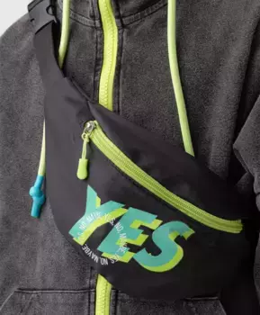 Сумка поясная с принтом черная Button Blue (One size)