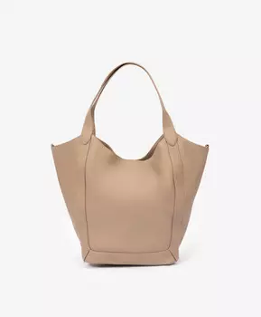 Сумка-тоут из натуральной кожи с объемной косметичкой внутри бежевая GLVR (One size)