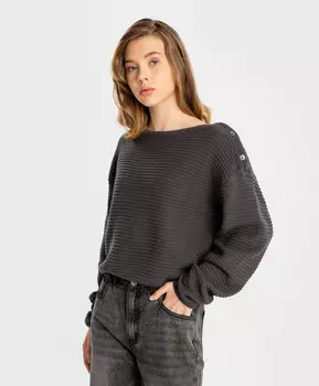 Свитер длинный вязаный серый для девочки Button Blue (146)