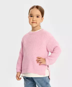 Свитер мягкий с асимметричным низом розовый для девочки Button Blue (110)