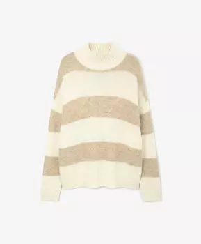 Свитер прямой свободной формы в широкую неконтрастную полоску бежевый GLVR