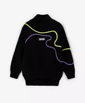 Свитер со спущенным плечом черный Gulliver (134)