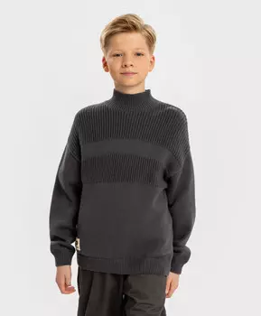 Свитер вязаный оверсайз серый для мальчика Button Blue (134)