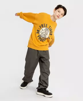 Свитер вязаный с тигром желтый детский Button Blue