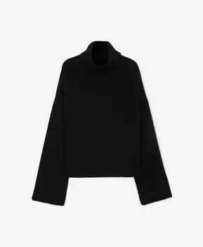 Свитер вязаный свободной формы с удлиненными широкими рукавами черный GLVR