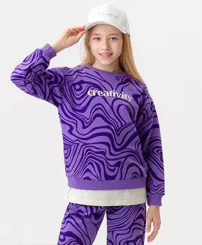 Свитшот фиолетовый с принтом Button Blue (158)