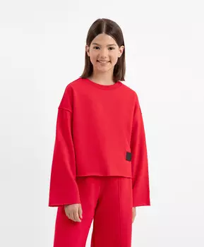 Свитшот из футера красный для девочки Gulliver (140)