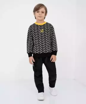 Свитшот из футера с принтом и контрастной горловиной Gulliver (116)
