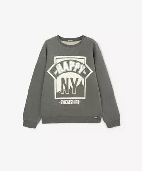 Свитшот мужской оверсайз с вышивкой серый Gulliver