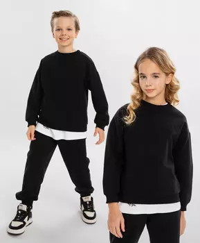 Свитшот оверсайз чёрный детский Button Blue (164)