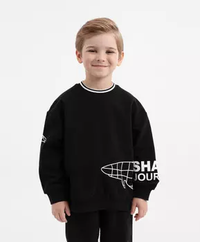 Свитшот оверсайз из футера чёрный для мальчика Gulliver (128)