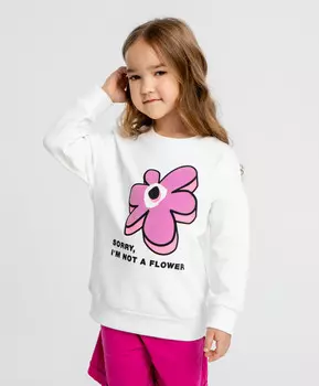 Свитшот оверсайз с принтом белый для девочки Button Blue (98)