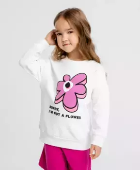 Свитшот оверсайз с принтом белый для девочки Button Blue (128)