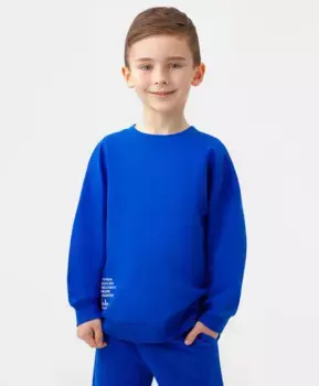 Свитшот оверсайз с текстовым принтом синий Button Blue (146)
