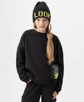 Свитшот с манжетами черный Button Blue (134)