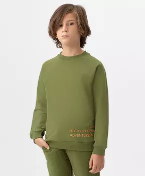 Свитшот с манжетами и рукавом-реглан цвета хаки Button Blue