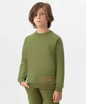 Свитшот с манжетами и рукавом-реглан цвета хаки Button Blue (146)