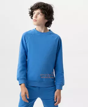 Свитшот с манжетами и рукавом-реглан синий Button Blue