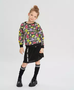 Свитшот с олловер принтом разноцветный для девочки Button Blue