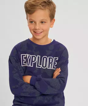 Свитшот с олловер принтом синий для мальчика Button Blue