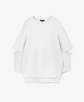 Свитшот силуэта оверсайз с разрезами на рукавах в локтевой зоне белый GLVR (XL)