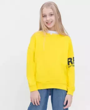 Свитшот со спущенным плечом и разрезом желтый Button Blue (158)