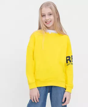 Свитшот со спущенным плечом и разрезом желтый Button Blue