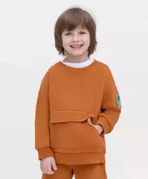 Свитшот со спущенным плечом коричневый Button Blue (128)