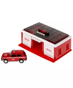 Технопарк Игрушка "Пожарная часть" с Lada 4x4, 22 см, со светом и звуком
