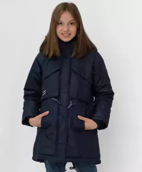 Темно-синее демисезонное полупальто Button Blue (152)