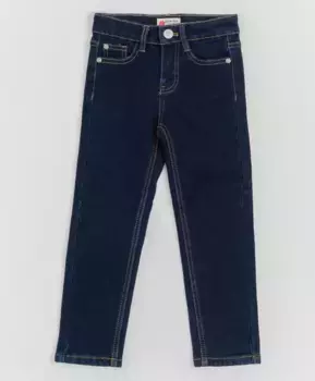 Темно-синие джинсы, бондированные флисом Button Blue (116)