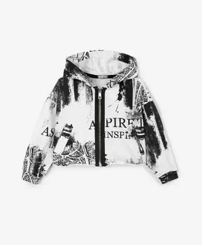 Толстовка для девочки из футера распашная чёрно-белая Gulliver