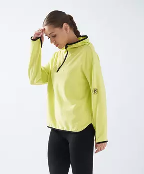 Толстовка флисовая с молнией на вороте и капюшоном для женщины салатовая Jumkey (50 (XL))