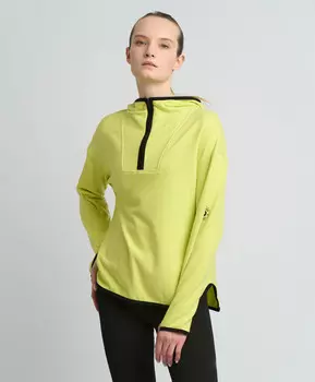 Толстовка флисовая с молнией на вороте и капюшоном для женщины салатовая Jumkey