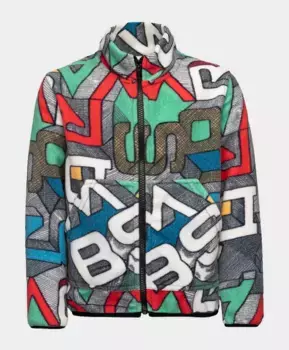 Толстовка флисовая с принтом Button Blue (98)