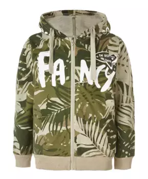 Толстовка хаки с орнаментом Пальмы Button Blue (128)