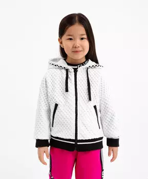 Толстовка из футера с капюшоном на молнии белая Gulliver (116)