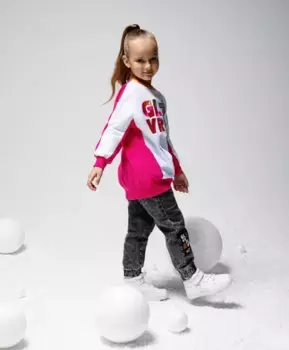 Толстовка комбинированная из футера розовая Gulliver (110)