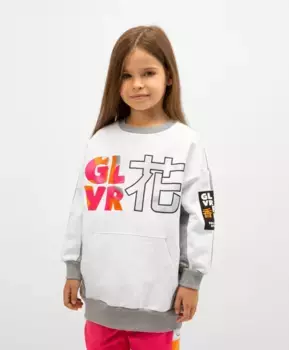 Толстовка комбинированная из футера серая Gulliver (128)