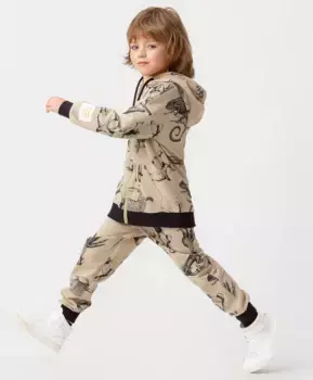 Толстовка на молнии бежевая с принтом Button Blue (116)