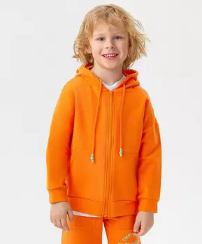 Толстовка на молнии оранжевая с принтом Button Blue (98)
